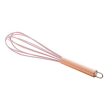 Imagem de BATEDOR DE OVOS DE NYLON ROSA C/CABO DE AÇO INOX ROSÉ 26,5cm