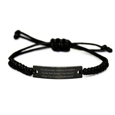 Imagem de SpreadPassion Presentes de cientista inspirador, I'm a Scientist I Resve Problems You Do Not Know You Have in, Bracelete de corda preta cientista dos amigos
