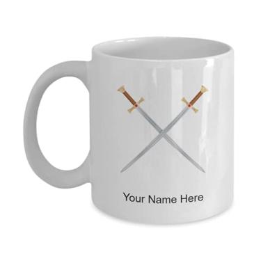 Imagem de Caneca de espadas de vetor personalizada, copo de café de espadas, ideia de presente de espadas, copo de vetor personalizado, caneca de espadas de vetor personalizado, caneca de café de 325 ml
