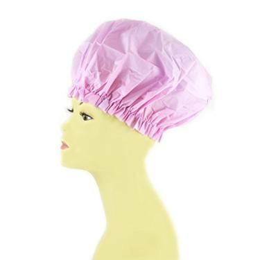 Imagem de Touca de banho – Rosa, material de vinil, elástico, extra grande, grande, não vai cair da sua cabeça