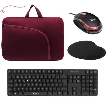 Imagem de Kit Capa Para Notebook Maleta Pasta + teclado Mouse Pad Suporte Para Not