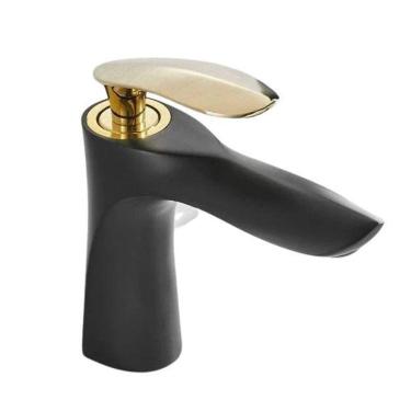 Imagem de Torneira Banheiro Monocomando Baixa Preta E Dourada Deckcasa