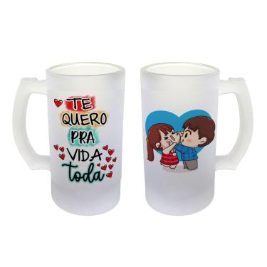 Imagem de Caneca Vidro Namorados e Casados Te Quero pra Vida Toda