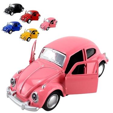 Imagem de Miniatura Fusca Escala 1:32 Carrinho de Ferro com Fricção Fusquinha Abre a Porta, Brinquedo Fusca Colorido (Rosa)