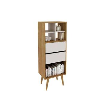Imagem de Estante De Livros E1716 C/ 2 Gavetas Natural/off White - Tecno Mobili