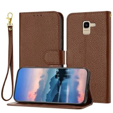 Imagem de Capa Carteira Wallet Case Compatible with Samsung Galaxy A8 2018/A5 2018/A530 for Women and Men,Flip Leather Cover with Card Holder, Shockproof TPU Inner Shell Phone Cover & Kickstand (Size : Brown)