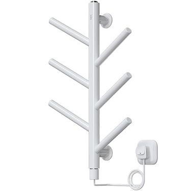 Imagem de Toalheiro de aquecimento de banheiro trilhos elétricos de secagem inteligente banheiro à prova d'água aquecedor de toalhas termostático com interruptor sem perfuração, branco, 54 * 35 cm