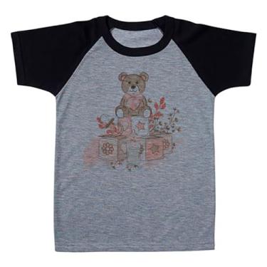 Imagem de Camiseta Raglan Infantil Cinza Decoracao Bebe Teddy Bear (BR, Numérico, 10, Regular, Polialgodão)