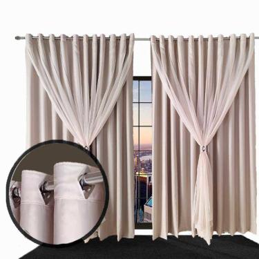 Imagem de cortina blackout corta luz 8,00 x 2,40 ilhos Ana  preto