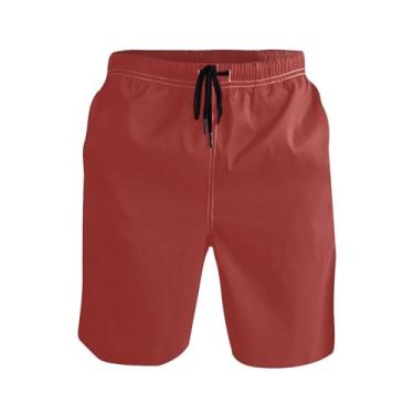 Imagem de GuoChe Calção de banho masculino engraçado marrom vermelho secagem rápida roupa de banho esportes corrida natação bermuda casual prancha shorts, Marrom, XXG