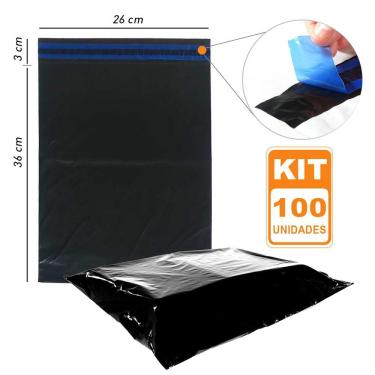 Imagem de 100 Sacos Envelope Plástico Segurança Embalagem ECO 26X36 cm
