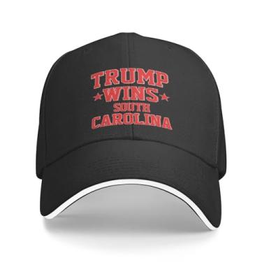 Imagem de Trump WINS South Carolina Truckers chapéus boné de beisebol ajustável para homens/mulheres boné de caminhoneiro 2024 clássico original preto, Preto, G