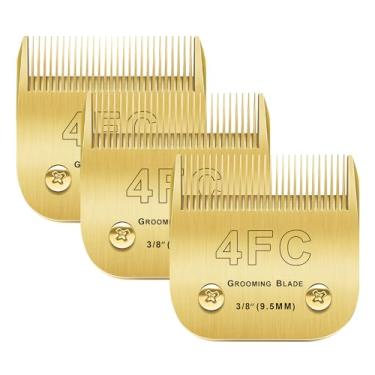 Imagem de Lâminas de cuidados para cães Andis/Oster A5/Wahl KM-10 Series compatíveis com 4F - 3 peças destacáveis, ouro 4FC