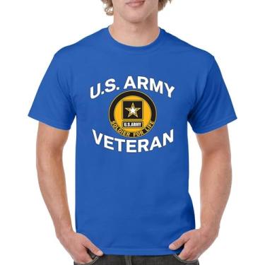 Imagem de Camiseta US Army Veteran Soldier for Life Military Pride DD 214 Patriotic Armed Forces Gear Licenciada Masculina, Azul, 3G