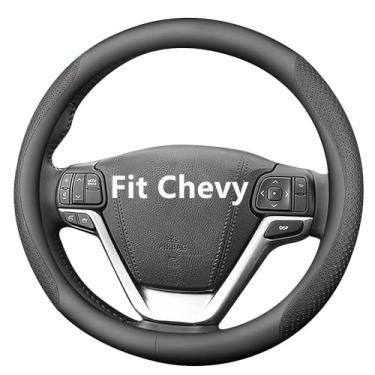 Imagem de HAOTULE Capa de volante automotiva personalizada para Chevrolet (branco) (preto)