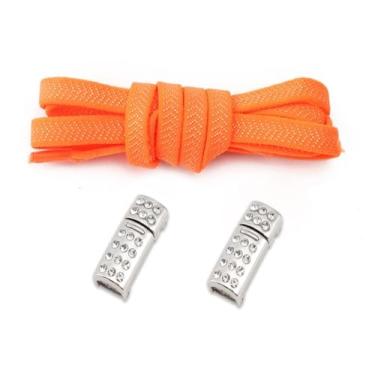 Imagem de Diamond Lock Shoelaces Without Ties Buckle Elastic Laces Sneakers Flats No Tie Shoe Laces Shoes Accessories (Color : Orange)