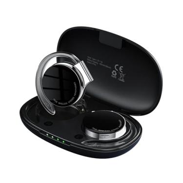 Imagem de Waillynice Fone de ouvido F2 True Wireless TWS Bluetooth 5.2 com gancho de orelha IPX5 à prova d'água Twins esportivo com caixa de carregamento de microfone duplo (preto)