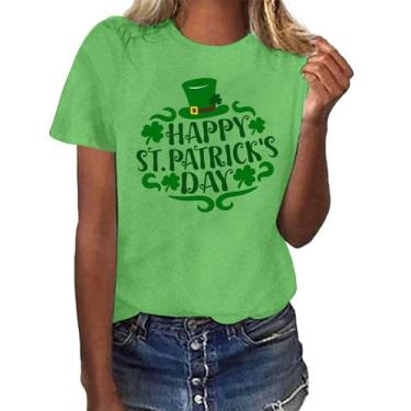 Imagem de Camiseta feminina do Dia de São Patrício com ajuste solto Shamrock Irish Blusas macias para professores de trevo, 011-verde, GG