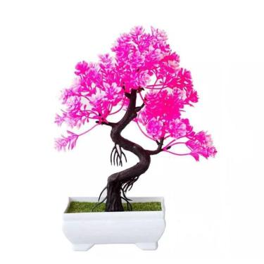 Imagem de Vaso Planta Artificial Pink Bonsai Flores Flor Rosa