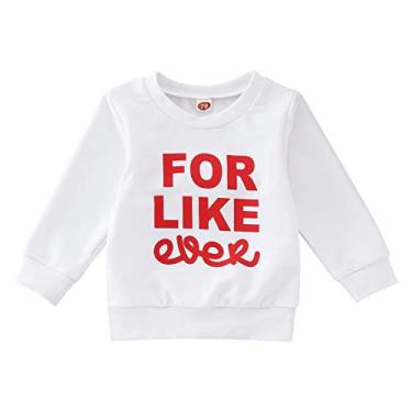 Imagem de Moletom infantil com estampa de letras fofas pulôver dia dos namorados camisetas vermelhas para meninos meninas (branco, 0-6 meses)
