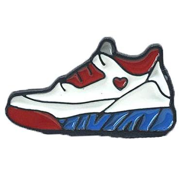 Imagem de Flairs New York Broche de lapela esmaltado premium feito à mão (tênis vermelho, branco, azul, 1 pino), Tênis vermelho, branco, azul, 1 Pin