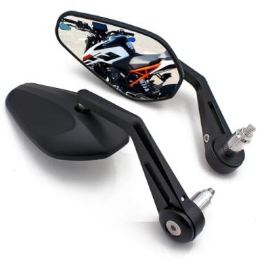 Imagem de Espelhos retrovisores de barra de motocicleta pretos CNC compatíveis com a maioria dos Honda Grom, Yamaha Kawasaki Ducati Suzuki Street Sport Naked Road Bike Cruisers Touring Scooter e mais