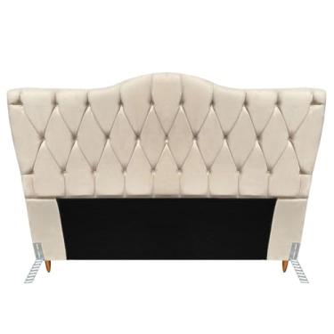 Imagem de Cabeceira Queen Size Casal Cama Box Quarto Barcelona 1,6m (Suede bege claro)