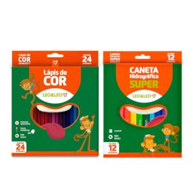 Imagem de Lápis de cor 24 Cores + Canetinha Super 12 Cores - Leo e Leo
