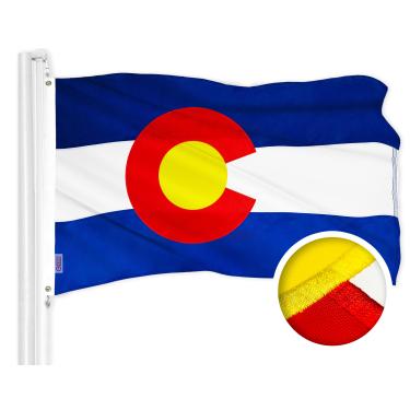 Imagem de G128 Bandeira do estado do Colorado | 10 x 1,5 m | Série ToughWeave bordado poliéster 300D | Design bordado, ilhós de latão para uso interno/externo
