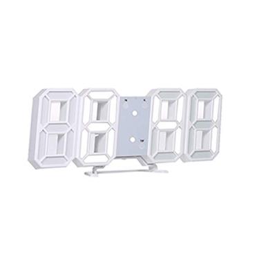 Imagem de 3D Led Relógio Digital Relógio de Mesa Eletrônico desperr Parede Brilhante Pendurado Relógios Branco Escudo Branco Display