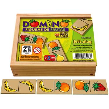 Imagem de Dominó Frutas 28 Peças Jottplay - Raciocínio e Associação