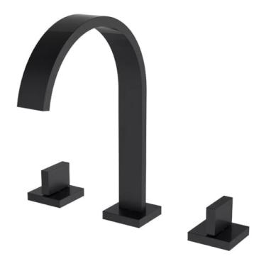 Imagem de Torneira Misturador Duplo Comando Quadrada Preto Fosco Luxo Para Banheiro Lavabo Inovartte IN25