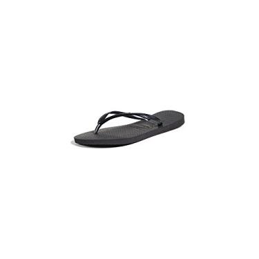 Imagem de Havaianas Chinelo feminino fino – Sandálias femininas para piscina primavera e verão, Preto, 7-8