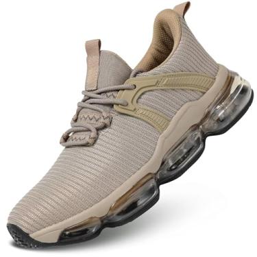 Imagem de Socviis Tênis masculino sem cadarço com almofada de ar, tênis casual, caminhada, atlético, basquete, zapatillas, Z1 Cáqui, 38