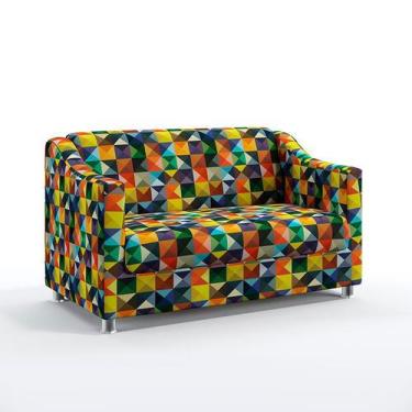 Imagem de Poltrona Namoradeira Estofada Alya Sued Estampado Colorido Aradecor