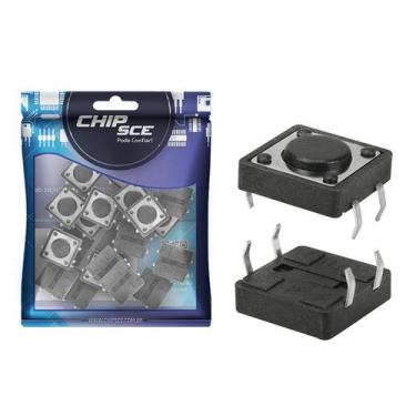 Imagem de 25x Chave Táctil 4 Terminais 12x12x4,3mm 180ºGraus - Kft-a06 - CHIPSCE