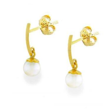 Imagem de Brinco de ouro 18k Filete e perola - Elegancy Joias