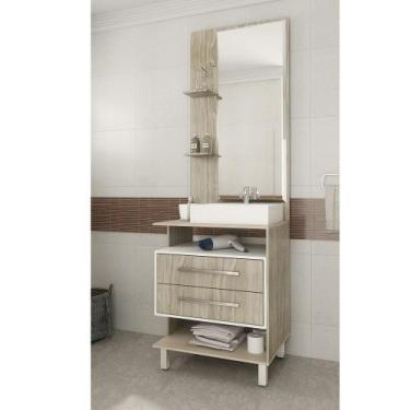 Imagem de Conjunto para Banheiro 2 Gavetas Dinamarca Móveis Sander, Malbec/Branc