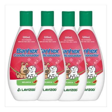 Imagem de 4 Banhex Condicionador Lavizoo Melancia Cães E Gatos - 500ml
