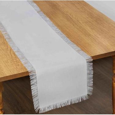 Imagem de Caminho De Mesa Cinza Franja Poli-Bambu 40X175Cm Rafimex