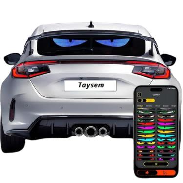 Imagem de Taysem Placa de LED para carro – luz de olhos de diabo para para-brisas, placa de LED programável personalizada para olhos de LED de carro para pára-brisas de caminhão (35 x 10 cm (64 x 20))