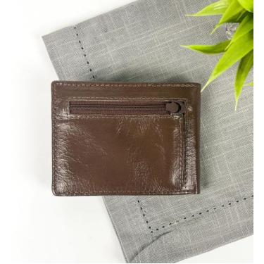 Imagem de Carteira Masculina em Couro com Porta Moedas Marrom - Encanto Laser