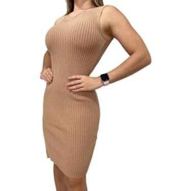 Imagem de Vestido Feminino Midi Canelado Basico Trico Modal Verão - Calu Tricot,
