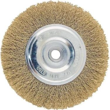 Imagem de Escova Rotativa  Circular Latonada Para Motoesmeril 6" X 1/2" Furo 1/2