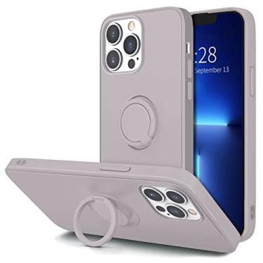 Imagem de Hython Capa para iPhone 13 Pro com suporte de anel [suporte de anel rotativo de 360° com suporte magnético] [forro de microfibra macia] capa protetora de borracha fina à prova de choque para mulheres, lavanda