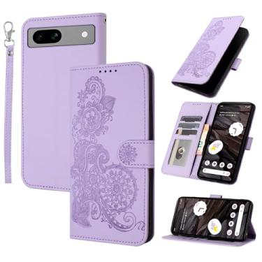 Imagem de Dibosom Capa carteira floral para Google Pixel 7A 5G 2023 com alça de pulso flip com zíper, suporte de cartão de couro PU de luxo elegante acessórios de corpo inteiro capa de celular para Pixel7A A7