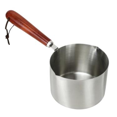 Imagem de EIKS Panela de aquecimento duplo de aço inoxidável com alça resistente ao calor para derreter velas de manteiga de chocolate e aquecer café e chá de leite, capacidade de 500 ml