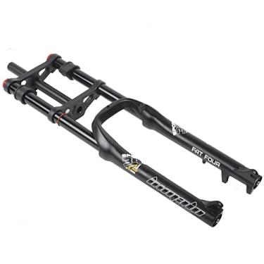 Imagem de Syvrac Garfo de suspensão de bicicleta 66 cm para mountain bike DH Air Double Shoulder Downhill Rapel Amortecedor tubo reto Ultraleve Amortecedor de bicicleta Ajuste de rebote (preto)