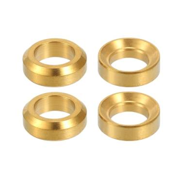 Imagem de Partuto 4 peças M6x5,5 parafuso universal para bicicleta parafuso arruela parafusos - MTB mountain bike bicicleta côncavo convexo balanceador - liga de titânio tom dourado