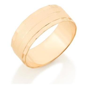 Imagem de Aliança Rommanel Aro Trabalhado Folheado Ouro 511139, Branco, 24